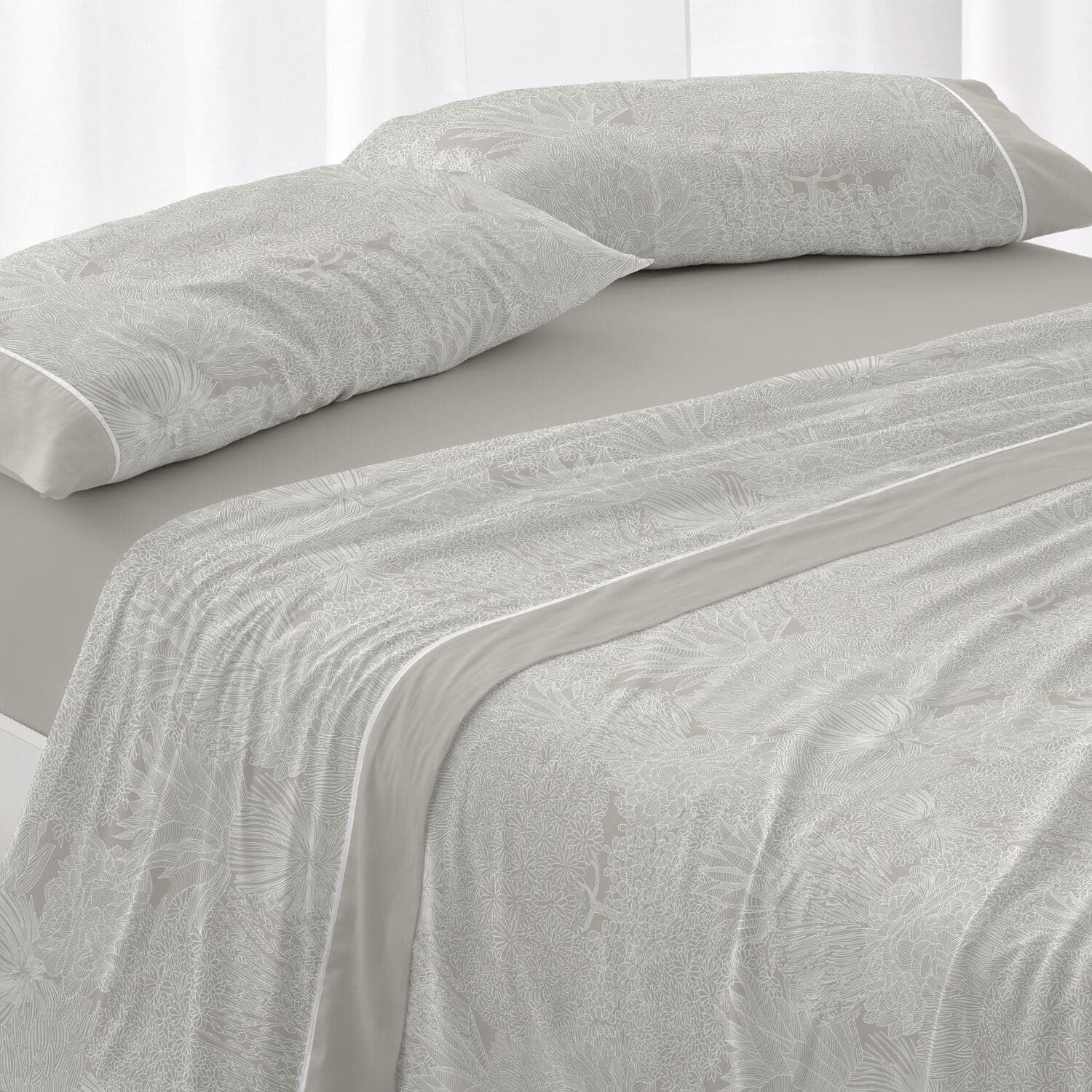 Burrito Blanco | Juego de sábanas | Cama de 150 a 160cm. (+Medidas Disponibles) | Diseño 045 | Color Laurel (150-160x190/200cm.)