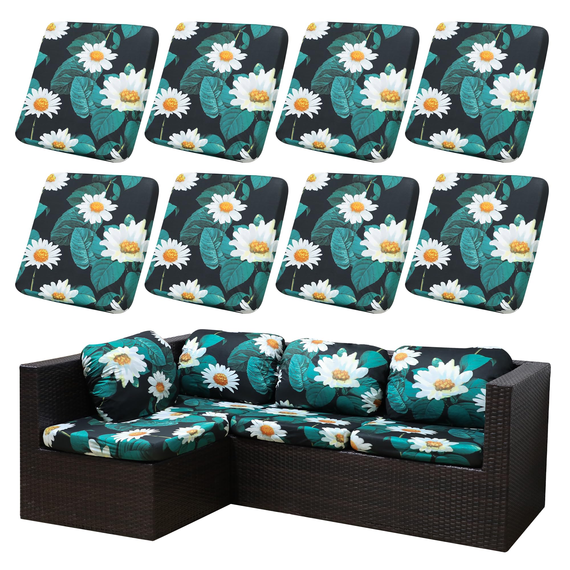 8PCS Patio Cushion Covers.Patio Furniture Couch SeatSlipcovers