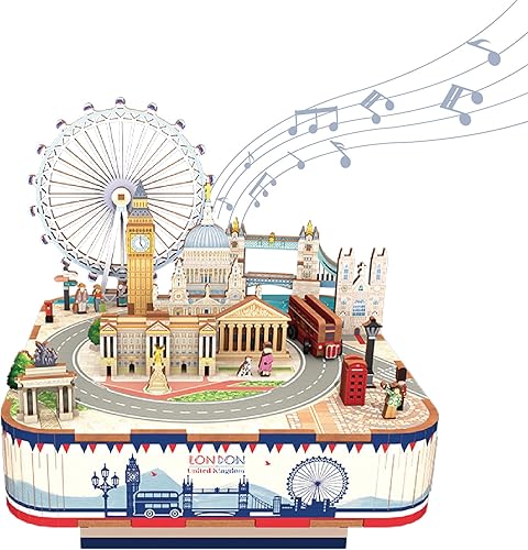 Miniatura 7 de Tonecheer Caja de Música de Madera Rompecabezas para Adultos, Kit de Caja de Música Giratoria DIY Rompecabezas Musical Creativo 3D Kits de Modelos