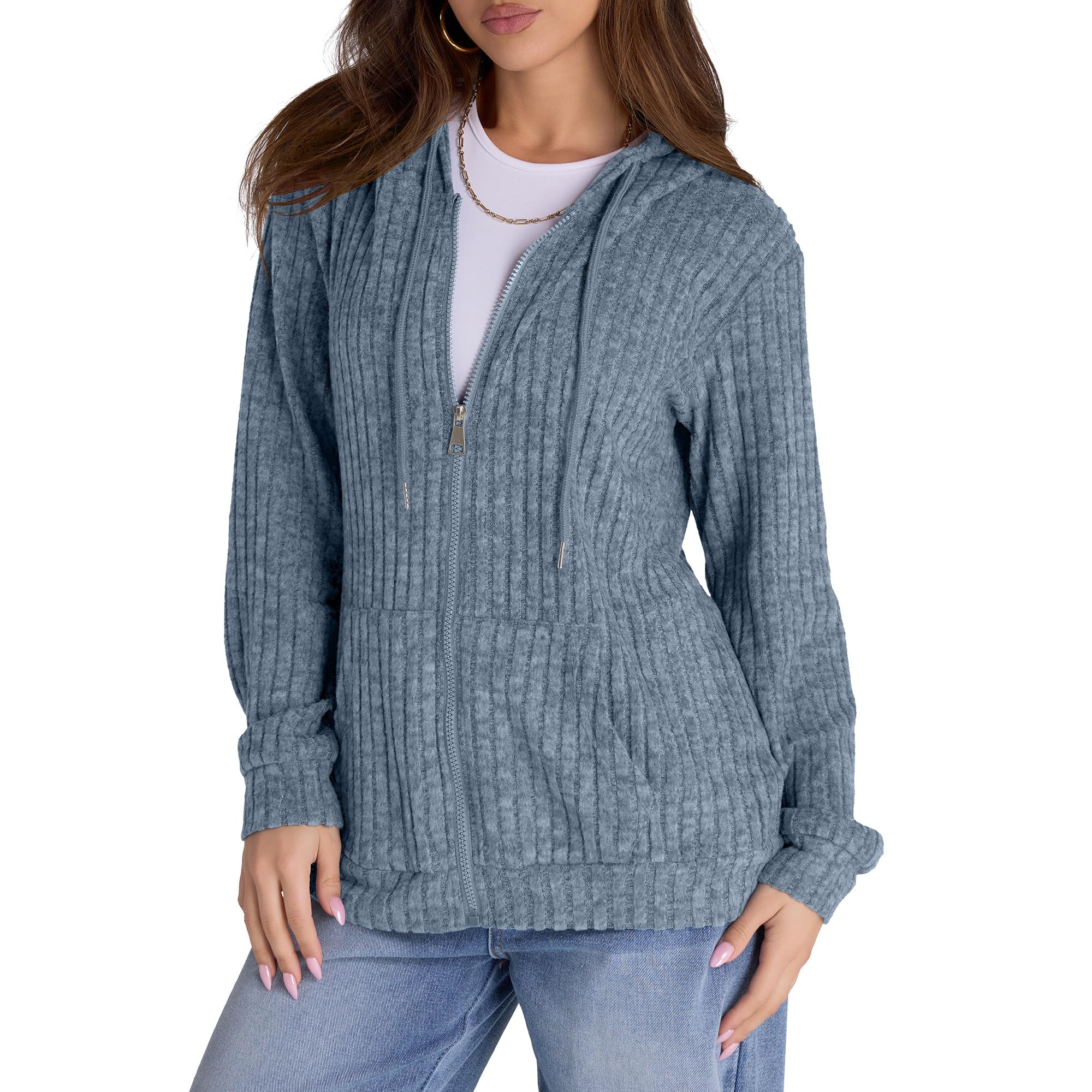 Witsmile Zip Up Hoodie Women Oversized Sweatshirt Long Sleeve 2026 Fall Outfit Lightweight Jackets Workout Clothes