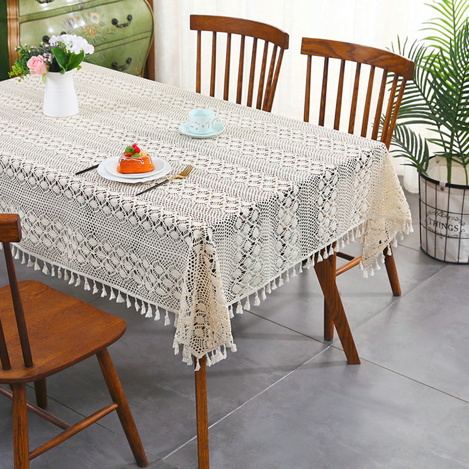 Nappe Table de Salon Rectangulaire, Nappe Beige 110x160cm
