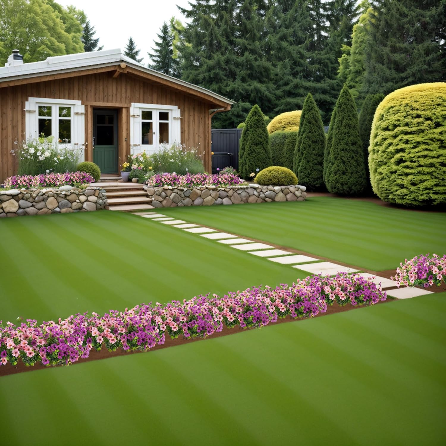 Artificial Fake Plants Flowers for Outdoor Spring Decor, 12 Bundles Faux Silk Mums for Planter Pot Colorful UV Resistant Look Real for Front Door Porch Patio Outside Yard(Purple Pink) - Image 8