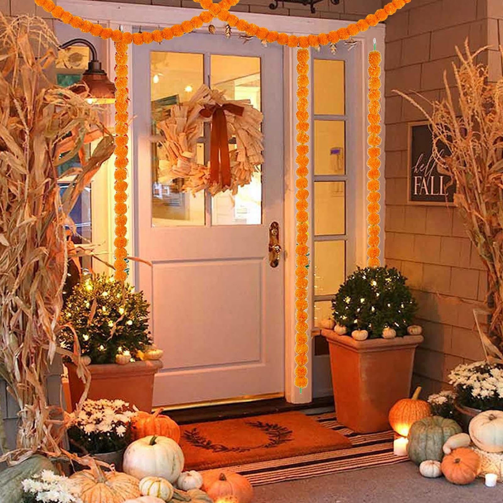 Stringhe di ghirlande di fiori di calendula decorativi artificiali indiani per corde di decorazione della festa nuziale di Natale - Italia