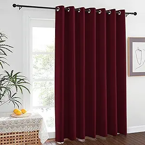 NICETOWN Blackout Room Divider Curtains 84 inch Length, Grommet Energy Saving Thermal Drapes Sound Reducing Window Treatments for Living Room/Bedroom, W100 x L84, 1 Panel, Wine Red