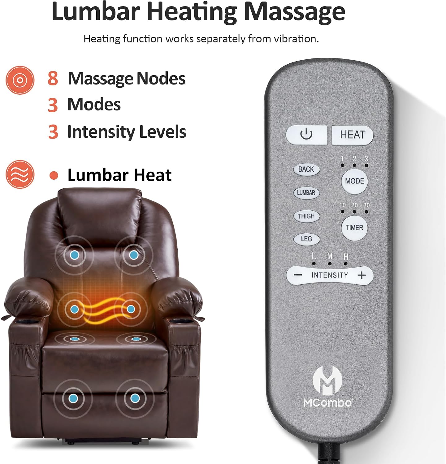 MCombo Large Power Lift Recliner Chair with Massage and Heat for Tall... photo 7