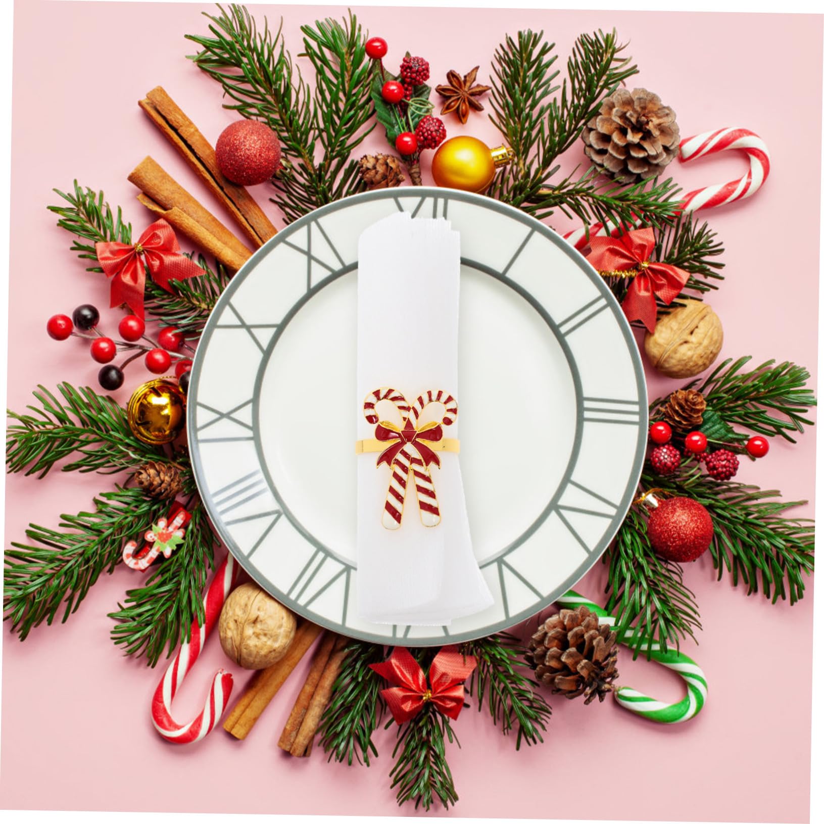 4 Pezzi Portatovaglioli Natalizi in con Design Decorativi per Tovaglioli Accessori Tavola per Feste Natale e Riunioni Facili da e Usare