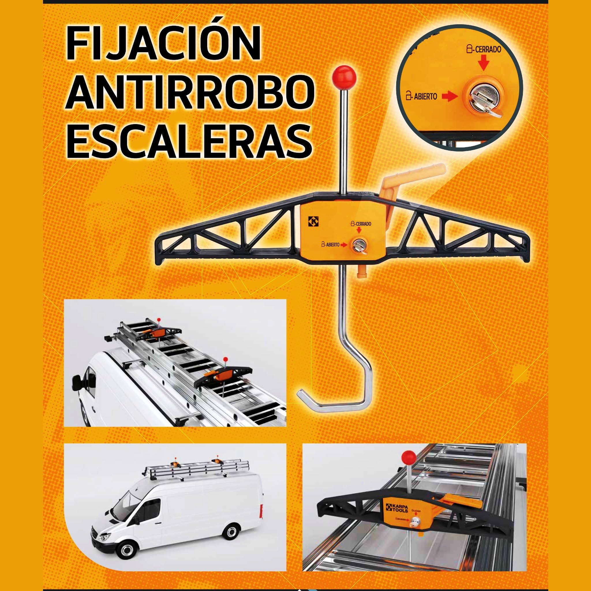 Bricoloco Sistema antifurto per fissaggio sicuro delle scale sulle barre dei veicoli – Kit 2 Pezzi di fissaggio antifurto per furgoni, auto, camper e veicoli industriali