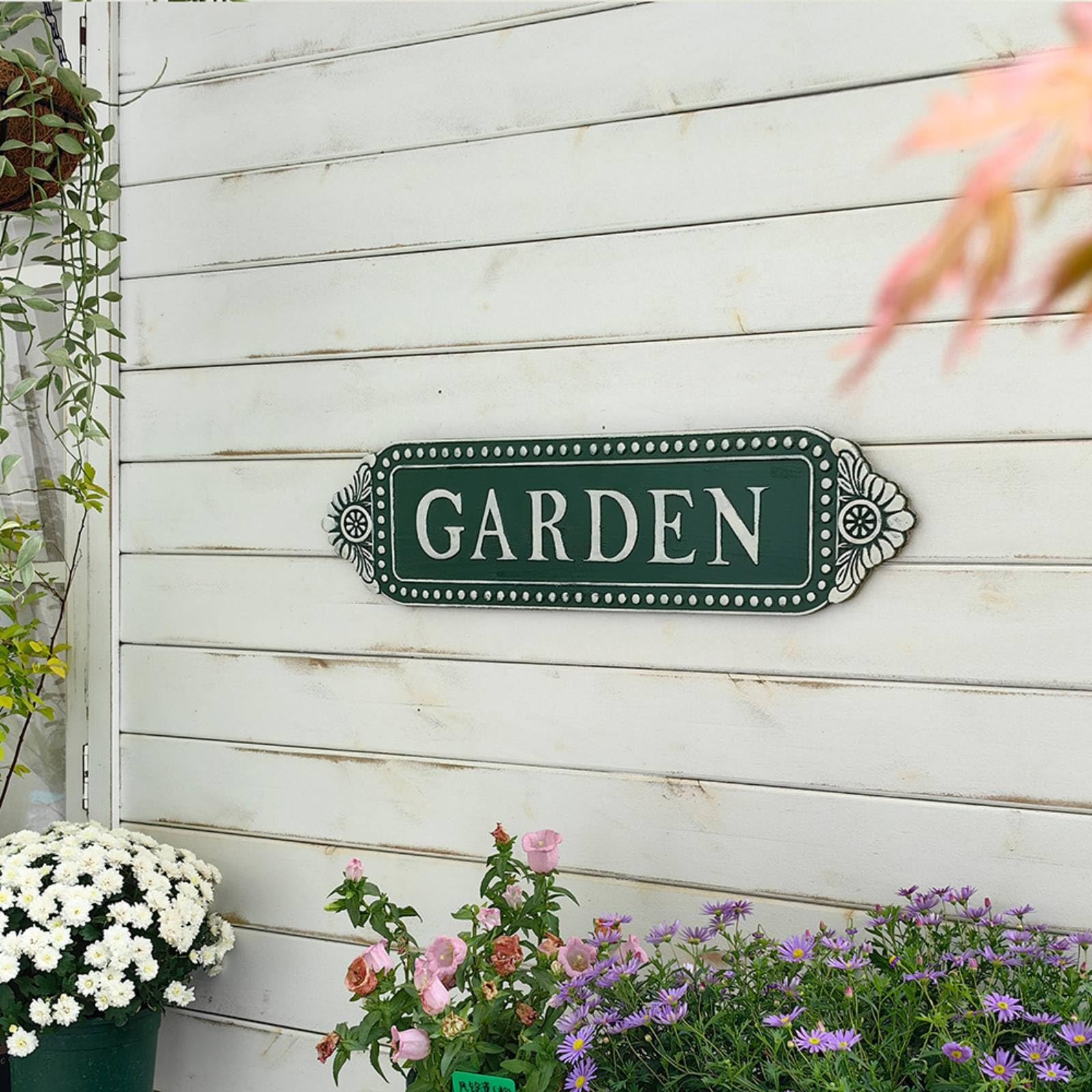 Cartello con Scritta Garden Resistente Insegna Rustica da Appendere Durevole Cartello in Legno per nti Del Giardinaggio, Appassionati di Home Decor