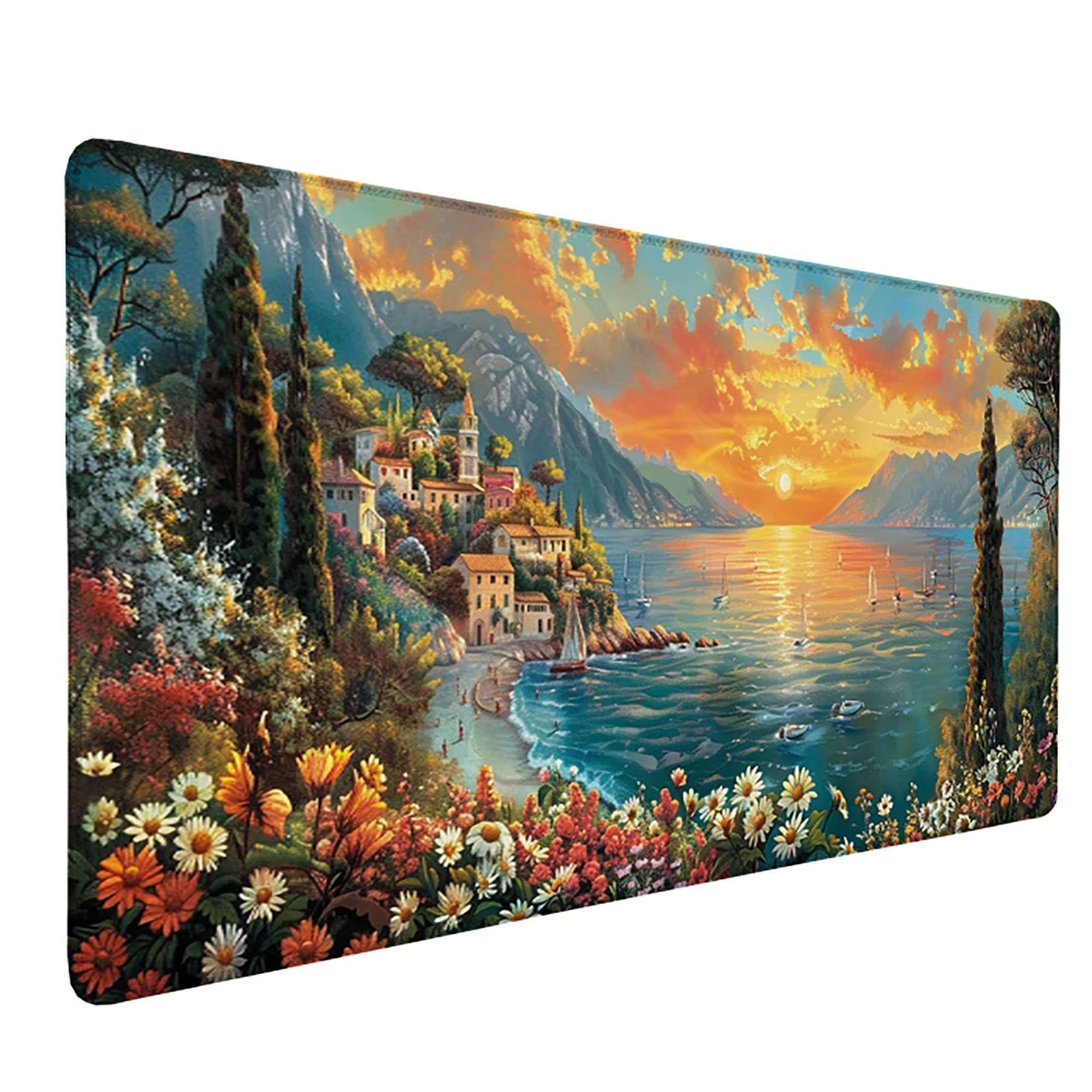 Niebieska podkładka pod mysz XXL, podkładka na biurko, 1200 x 600 cm, szyte krawędzie, podkładka pod mysz, gumowa podstawa, ocean, podkładka pod mysz, stabilna przyczepność na gładkich