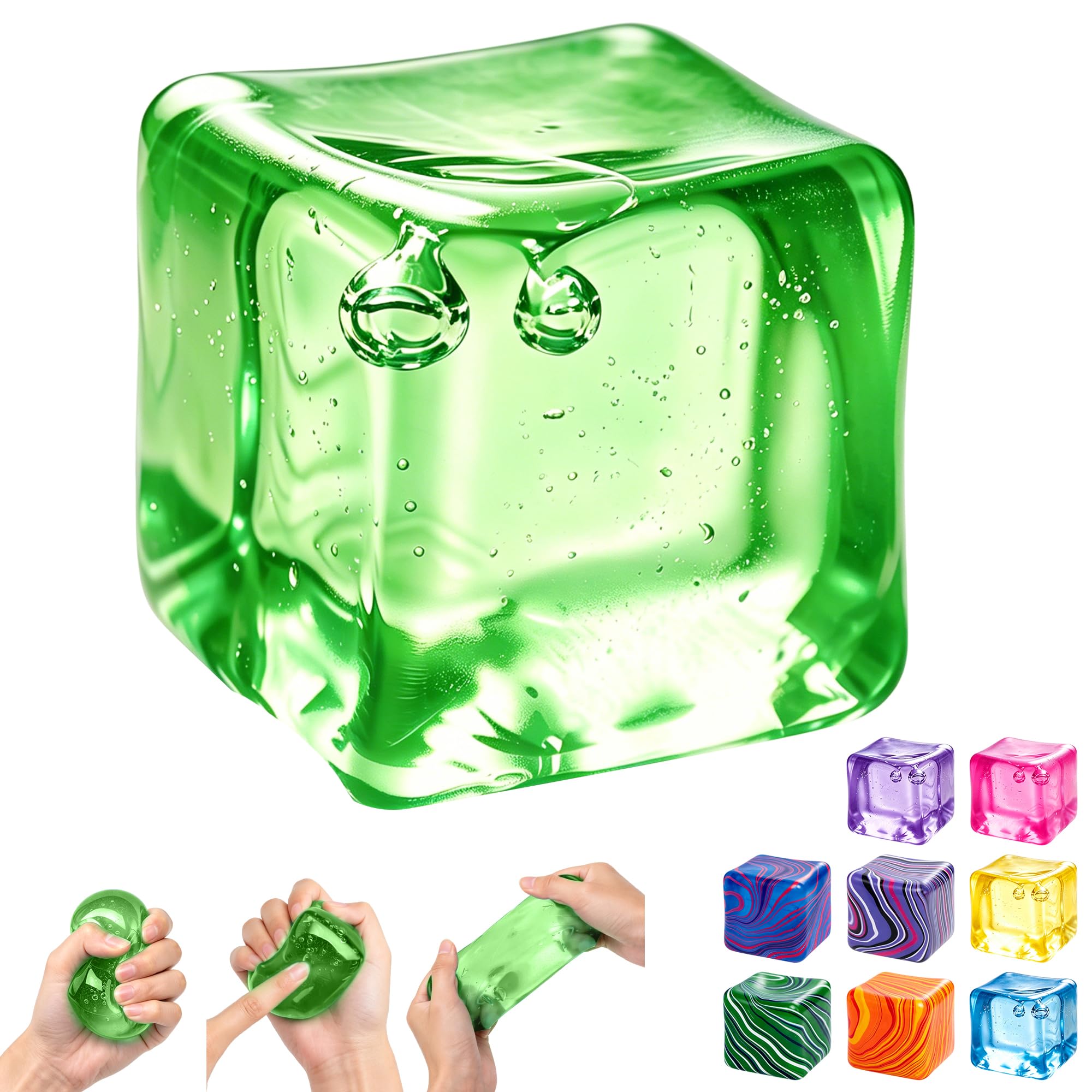 5.5cm Ice Cube Squishy Fidget Toys for Kids 3+ Teens & Adults, Soft Squeeze Sensory Toys for Stress & Anxiety Relief, Squishy Toy Classroom Prizes Party Favors to Help with Focus and Calm — image 1