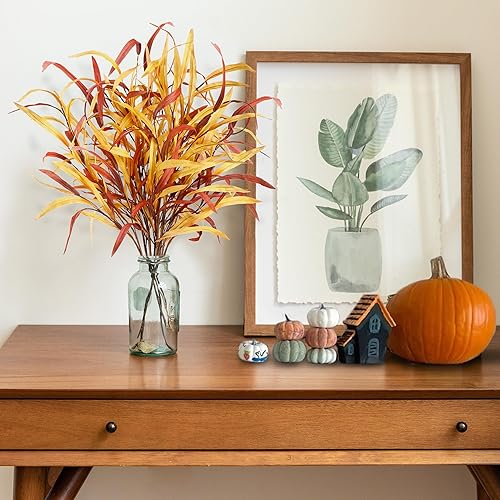 Miniatura 3 de Sggvecsy 6 piezas de tallo de hojas de otoño, tallo de vegetación artificial, plantas artificiales de otoño, ramas de otoño artificiales, ramo de