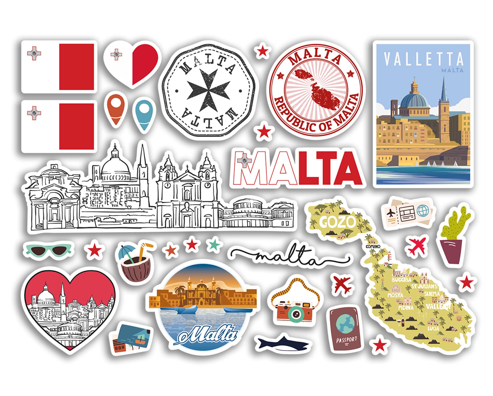 A5 Dublin Aufkleberbogen - Irland Sehenswürdigkeiten Retro Design