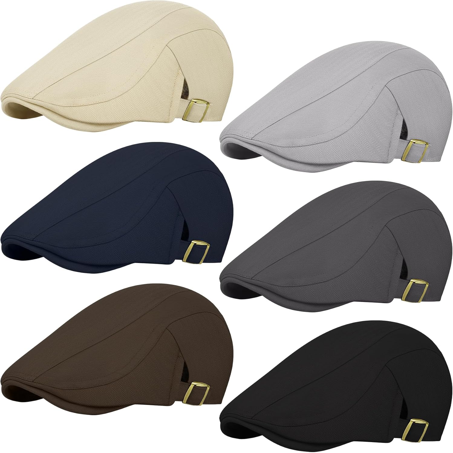 KUTTOR 6 Pieces Newsboy Men's Flat Cap Soft Cotton Hat Fit Men