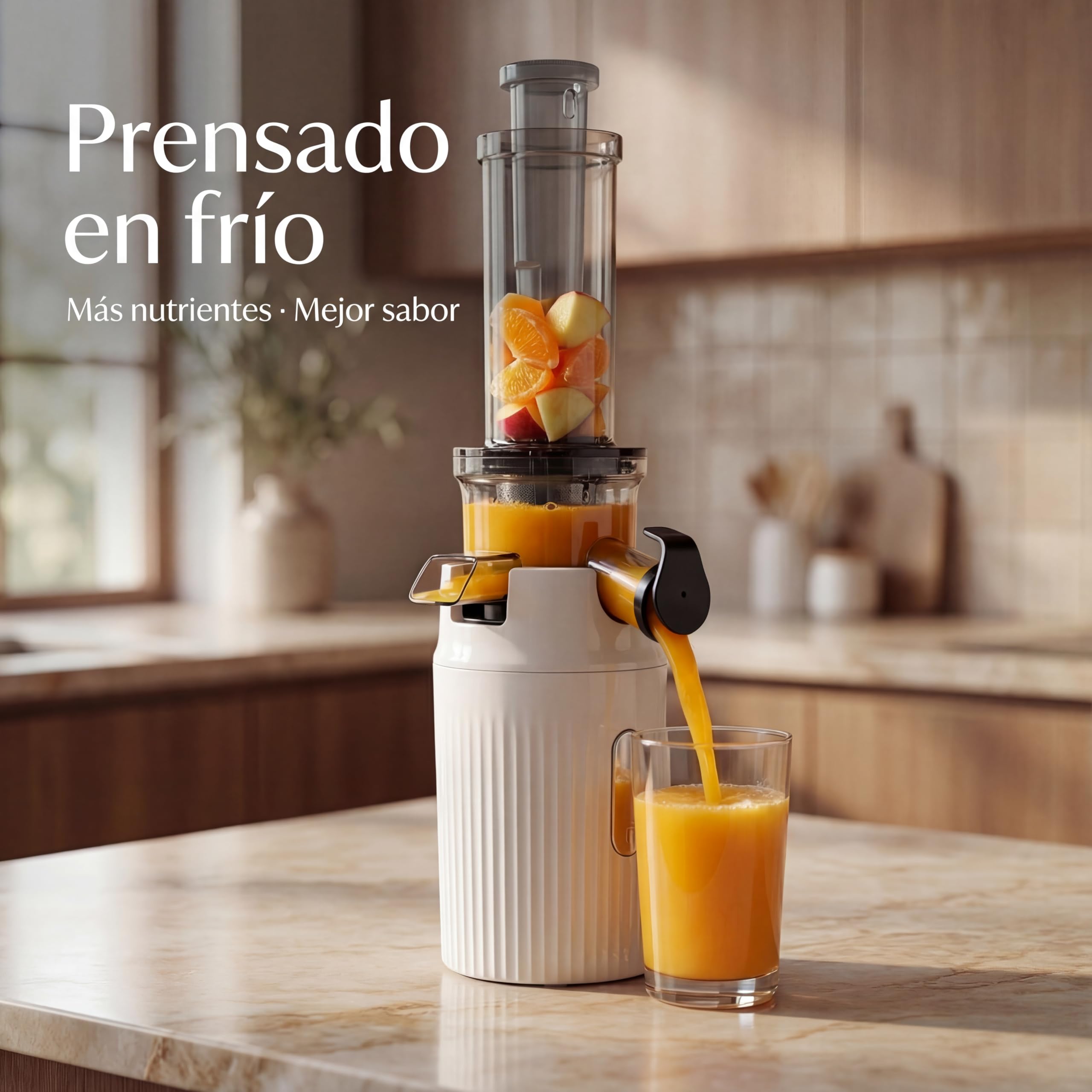 Pelamatic Exprimidor Electrico Blanco 100W Compacto - Licuadora para Verduras y Frutas, Extractor de Zumos y Verduras de Alta Eficiencia para Uso Doméstico