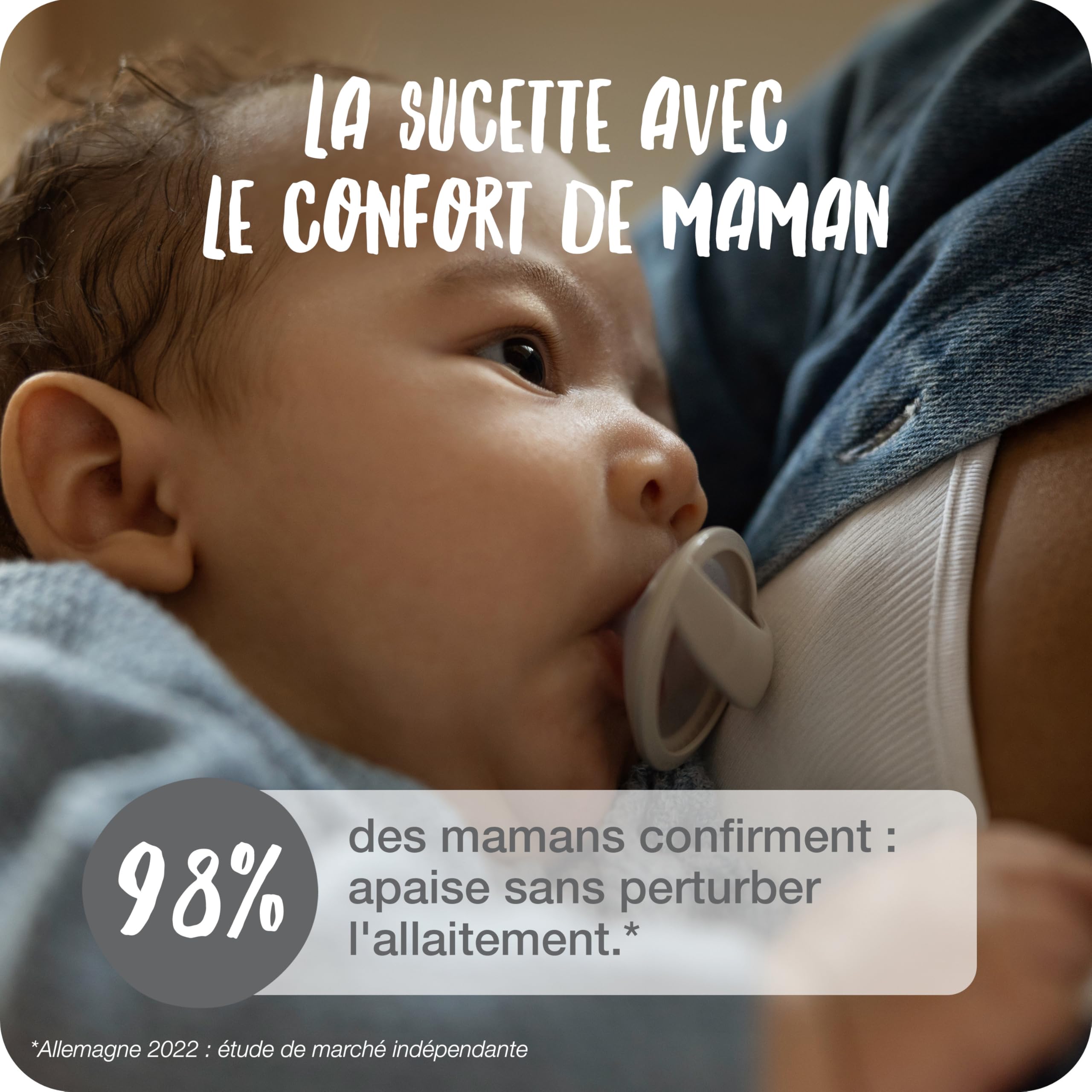 NUK MommyFeel Tétine pour bébé | 0-9 mois | Sucettes compatibles avec l'allaitement | Silicone sans BPA | Rose pâle et grès | Lot de 2
