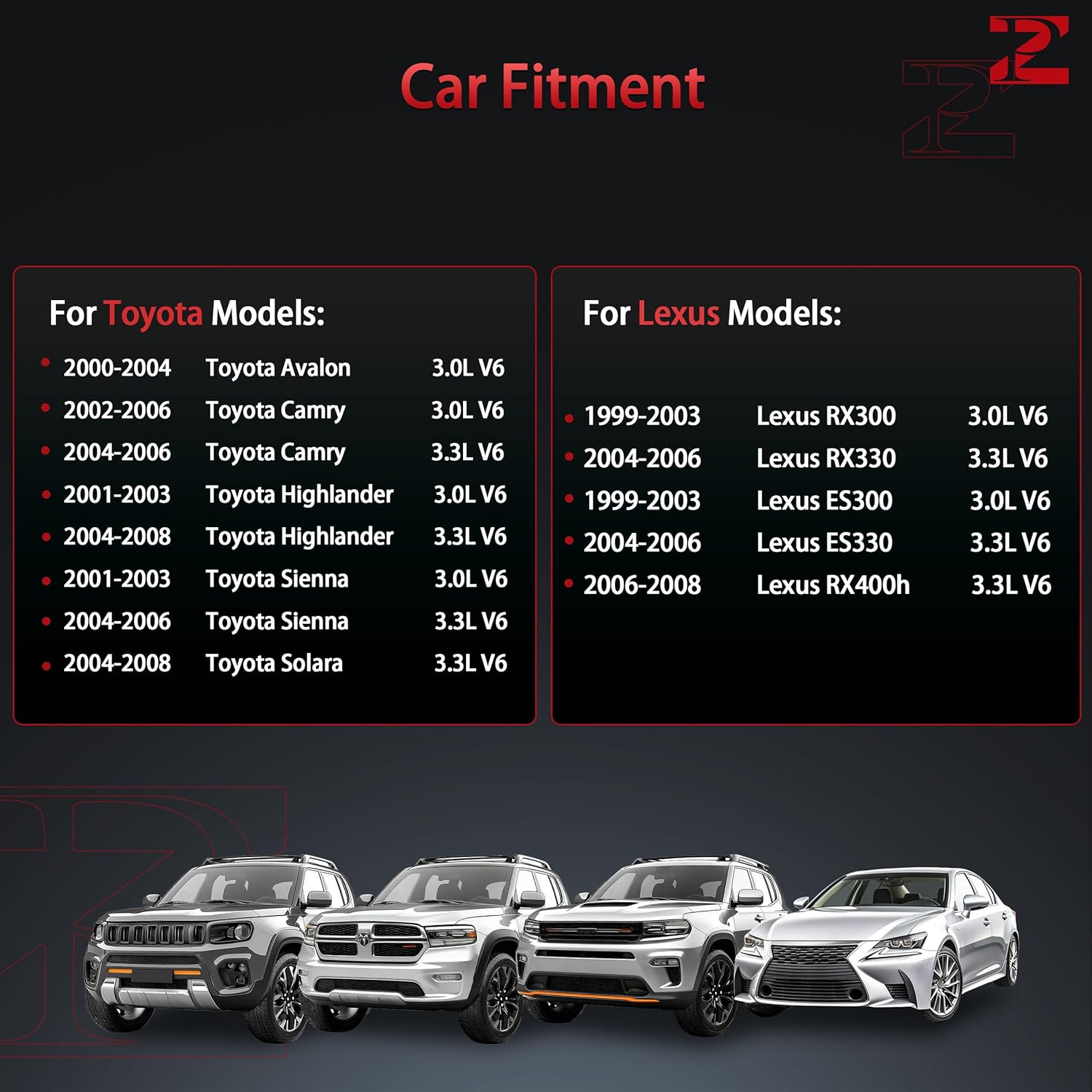 PZ Ignition Coil Pack and Iridium Spark Plugs Compatible with 2002-2006 Toyota Camry Avalon Highlander Sienna Solara,1999-2008 Lexus RX300 RX330 ES300 ES330 RX400 3.0L 3.3L V6 Set of 6 Replace#UF267