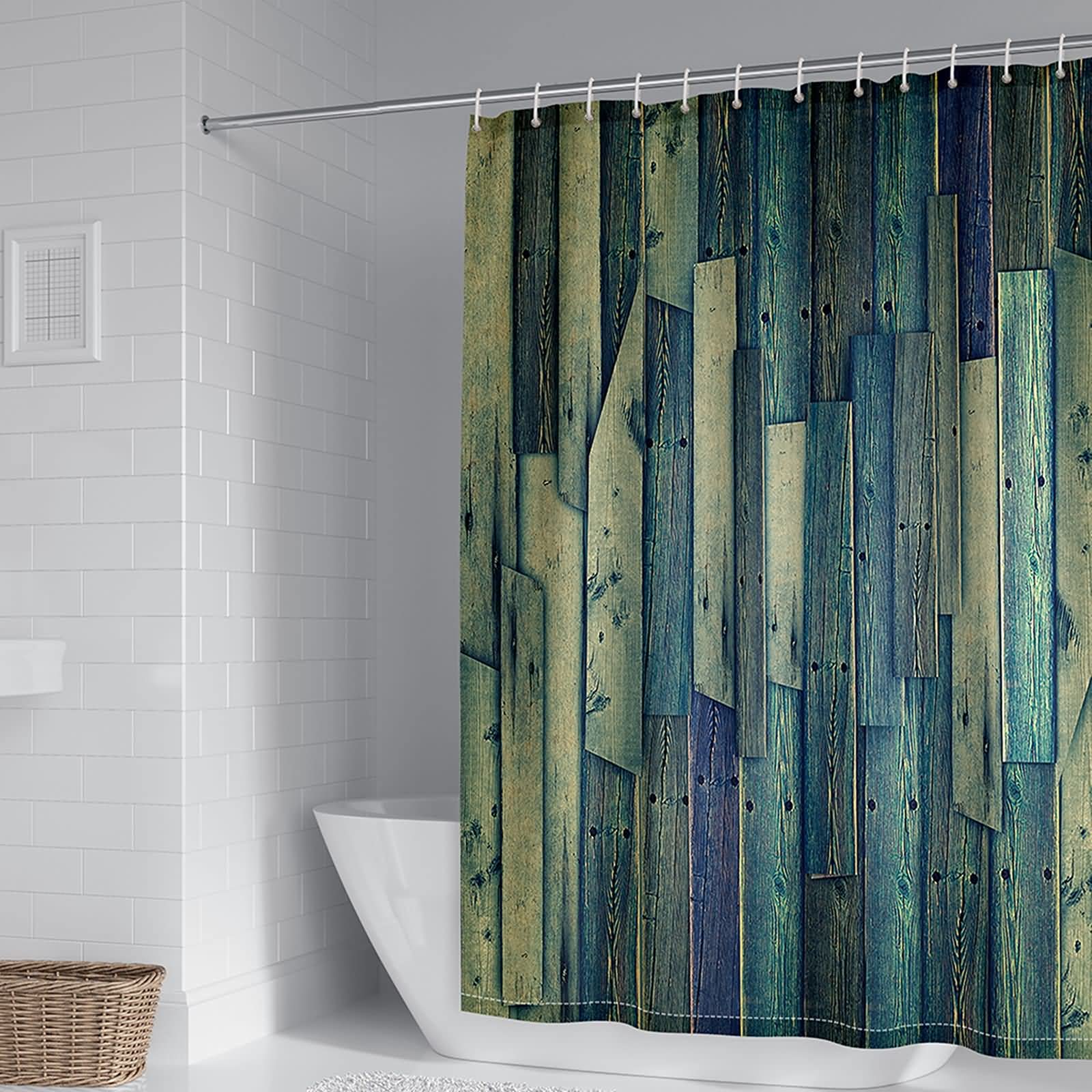 Rideau de douche vintage 150x200cm pour une salle de bain rétro chaleureuse