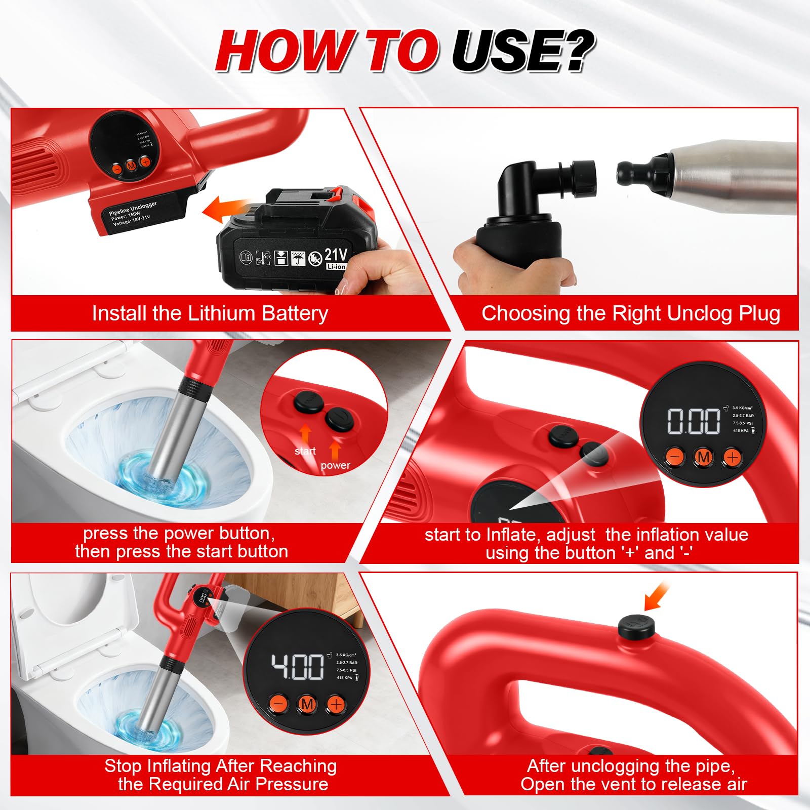 Déboucheur sans fil pour Milwaukee 18V batterie (sans batterie)
