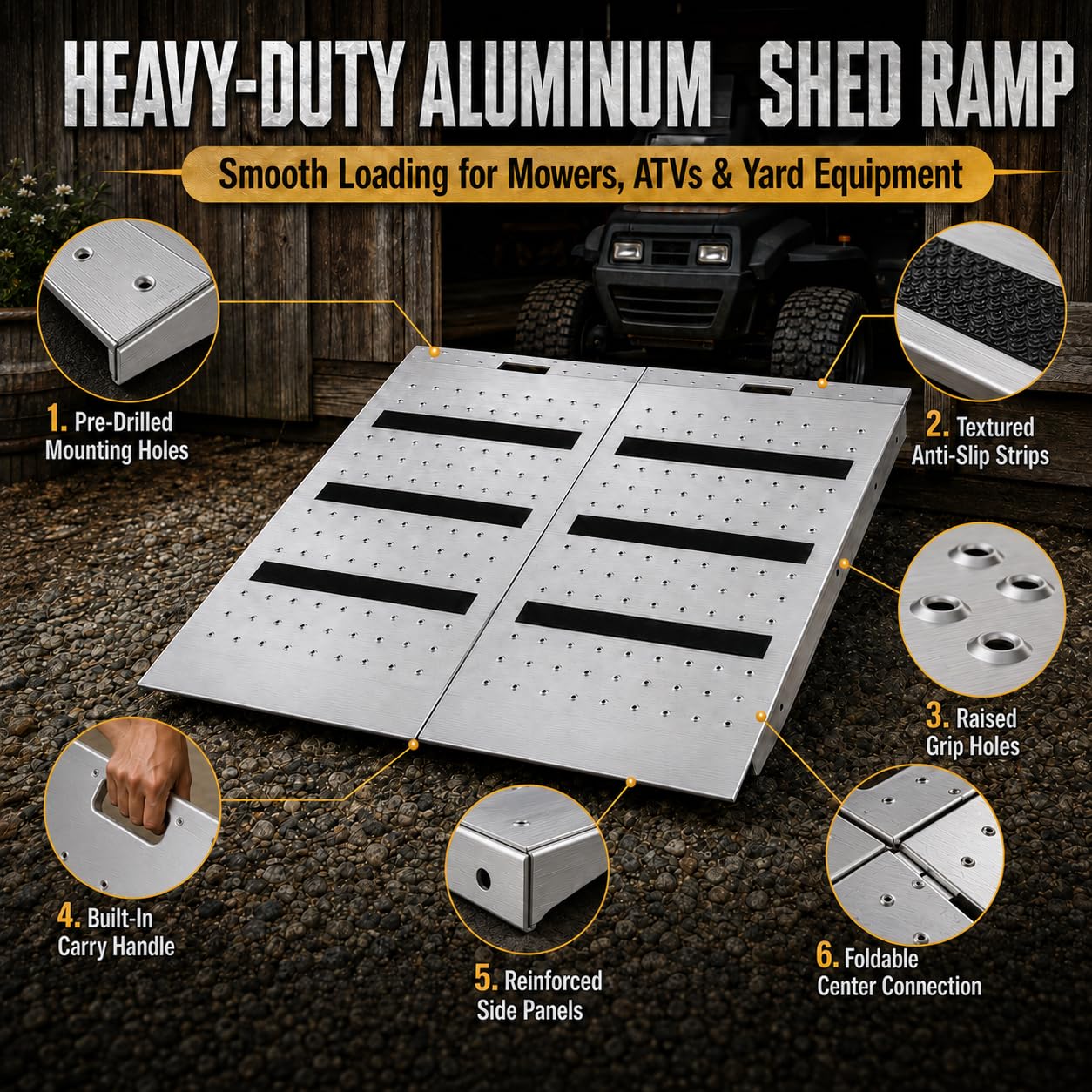 Heavy Duty Shed Ramps - 1500 LBS, Anti-Slip -3