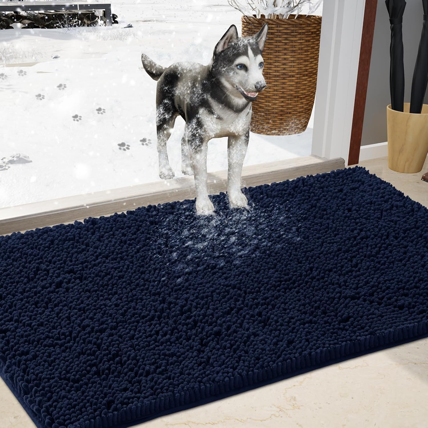 IM HOME Durable Chenille Absorbent Outoor Doormat 36" x 60", Muddy Washable Door