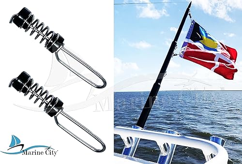 Miniatura 9 de MARINE CITY 304 - Antena de lujo de acero inoxidable para Halyarda y Outrigger para bandera de pesca, luces de popa con cuerda de resorte para