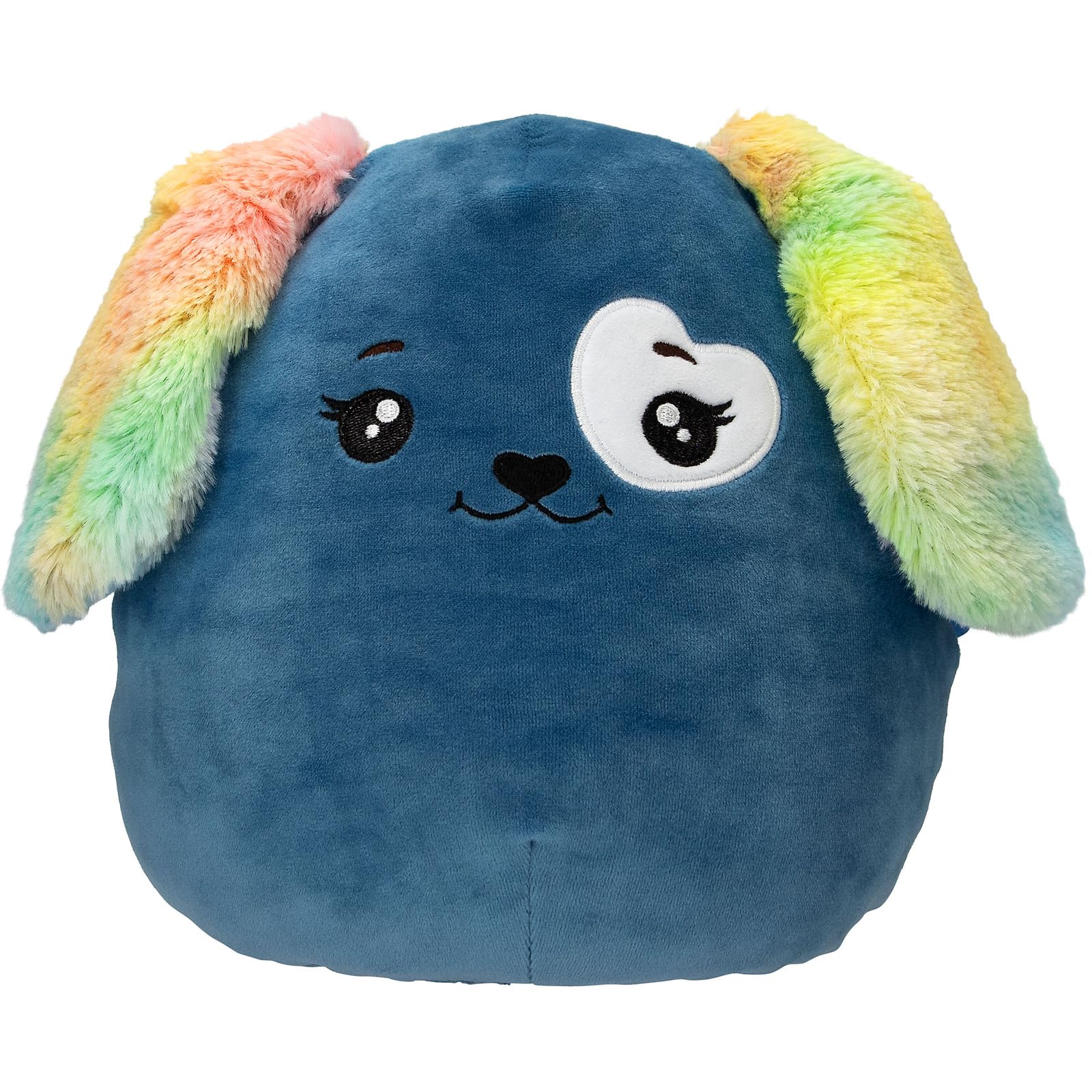 Depesche 13856 Ylvi Swoppies Cuddly Toy Dog in Dark Blue with Luminous Effect and Colourful Ears, Approx. 20 cm Plush Toy