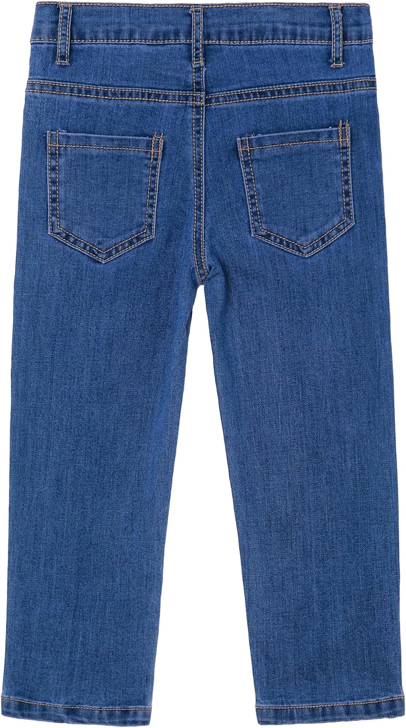 KIDSCOOL SPACE Baby Little Girls Jeans,Embroidered Strechy Denim Soft Slim Pants - Image 2