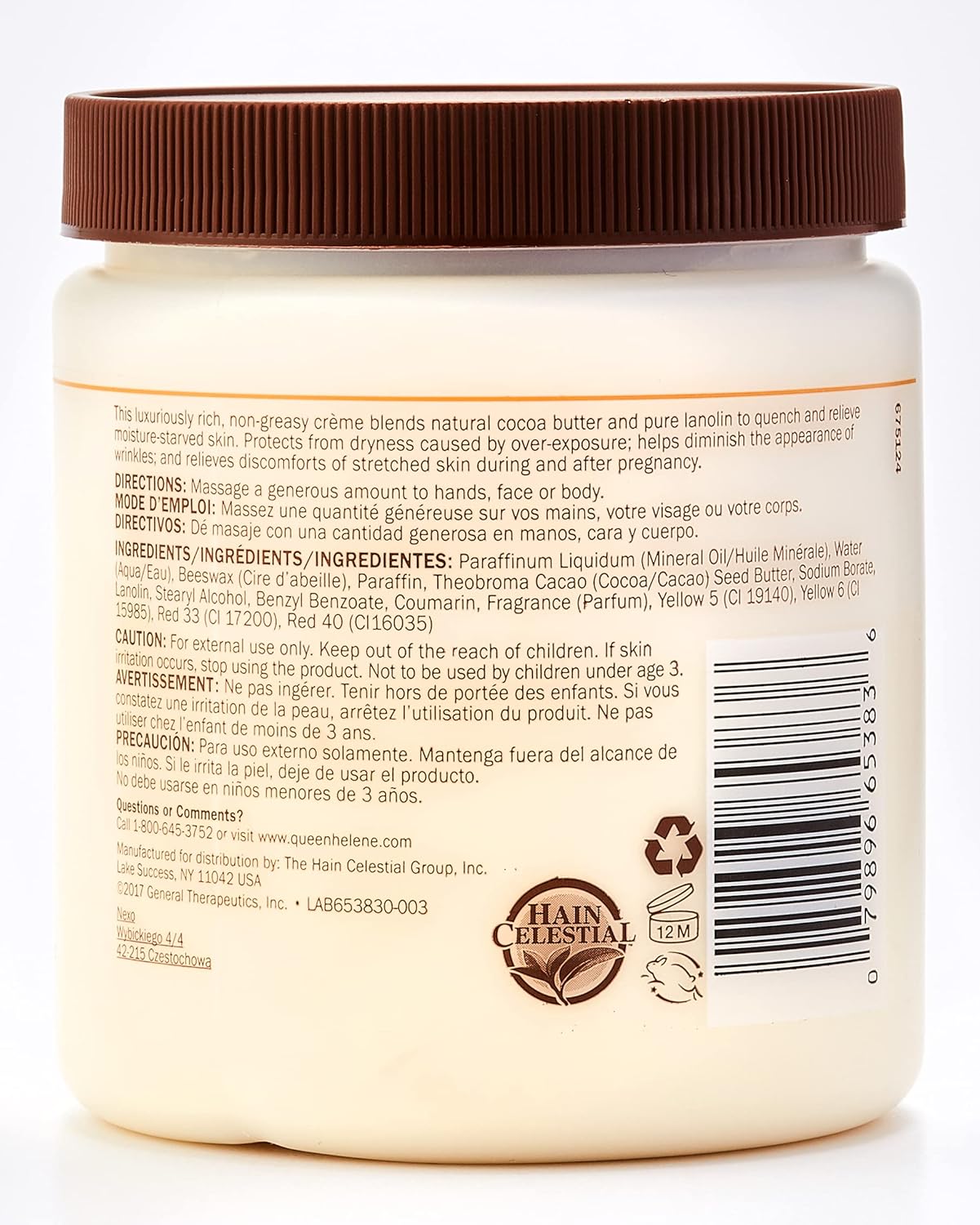 Queen Helene Natural Cocoa Crème, Cocoa Butter, 15 Ounce : Body Butters : Beauty & Personal Care