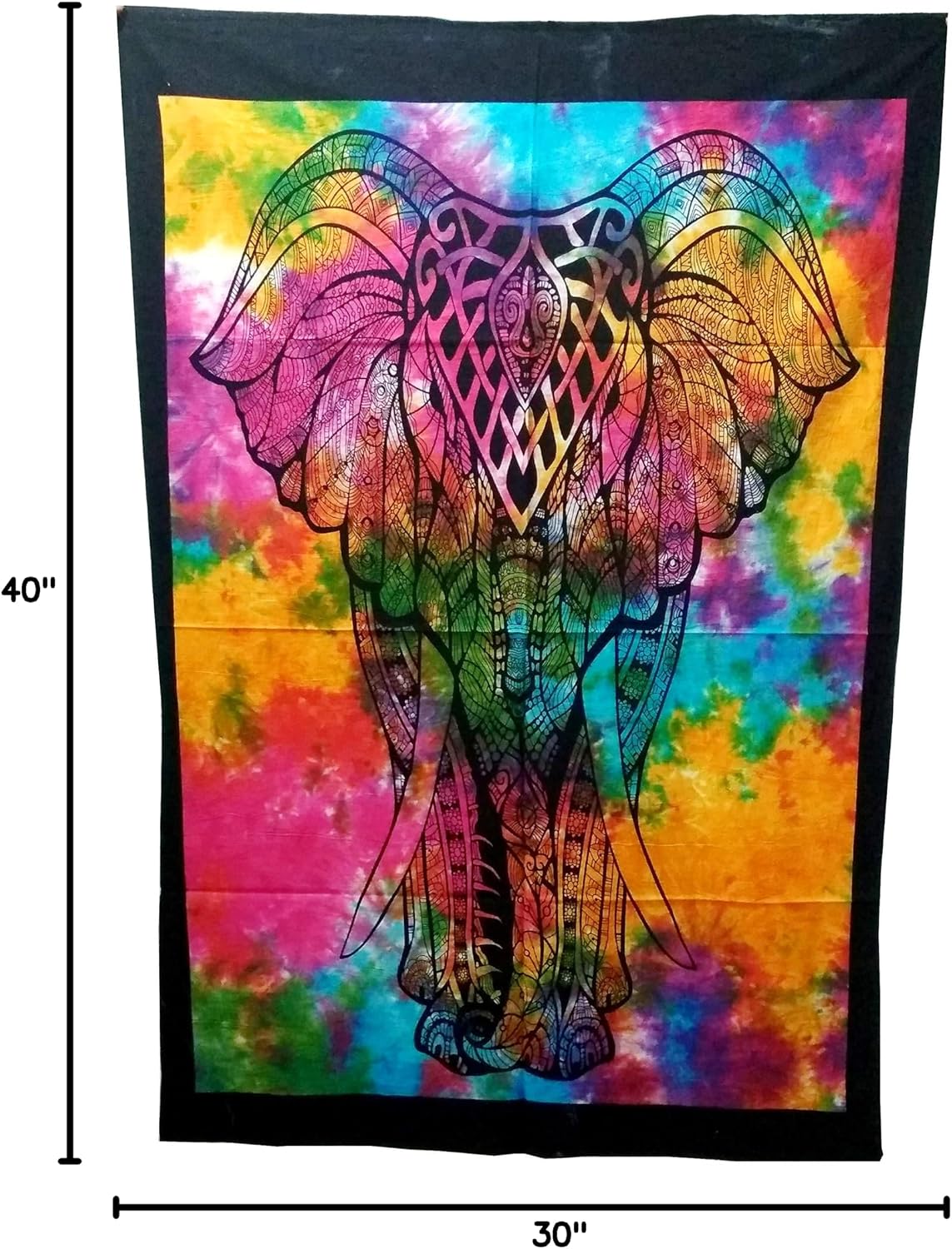 Purpledip Cotton Wall Poster Beach Throw 'Airavat, The Elephant Of Gods': Bohemian Wall Hanging Tapestry (20029)