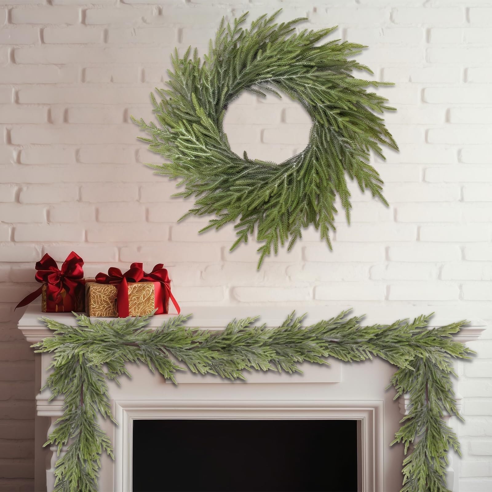 Winterkranz Dekokranz Weihnachtskranz for Die Vordertür, Künstlicher Weihnachtskranz for Drinnen Und Draußen Adventskranz Christbaumschmuck(7 3/8)