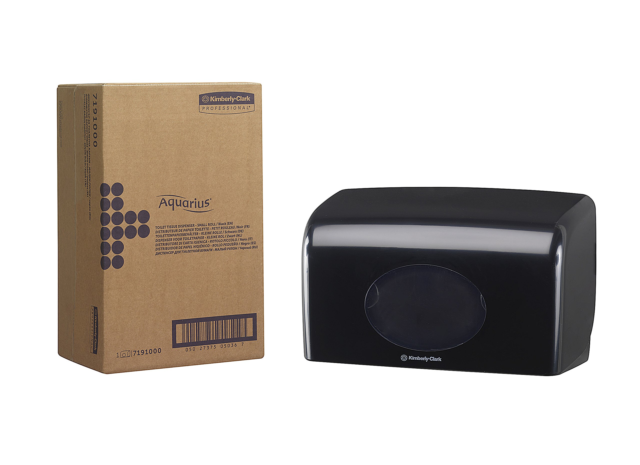 Aquarius, 7191, dispensador de papel higiénico en rollo pequeño, negro, 1 x 1 dispensador