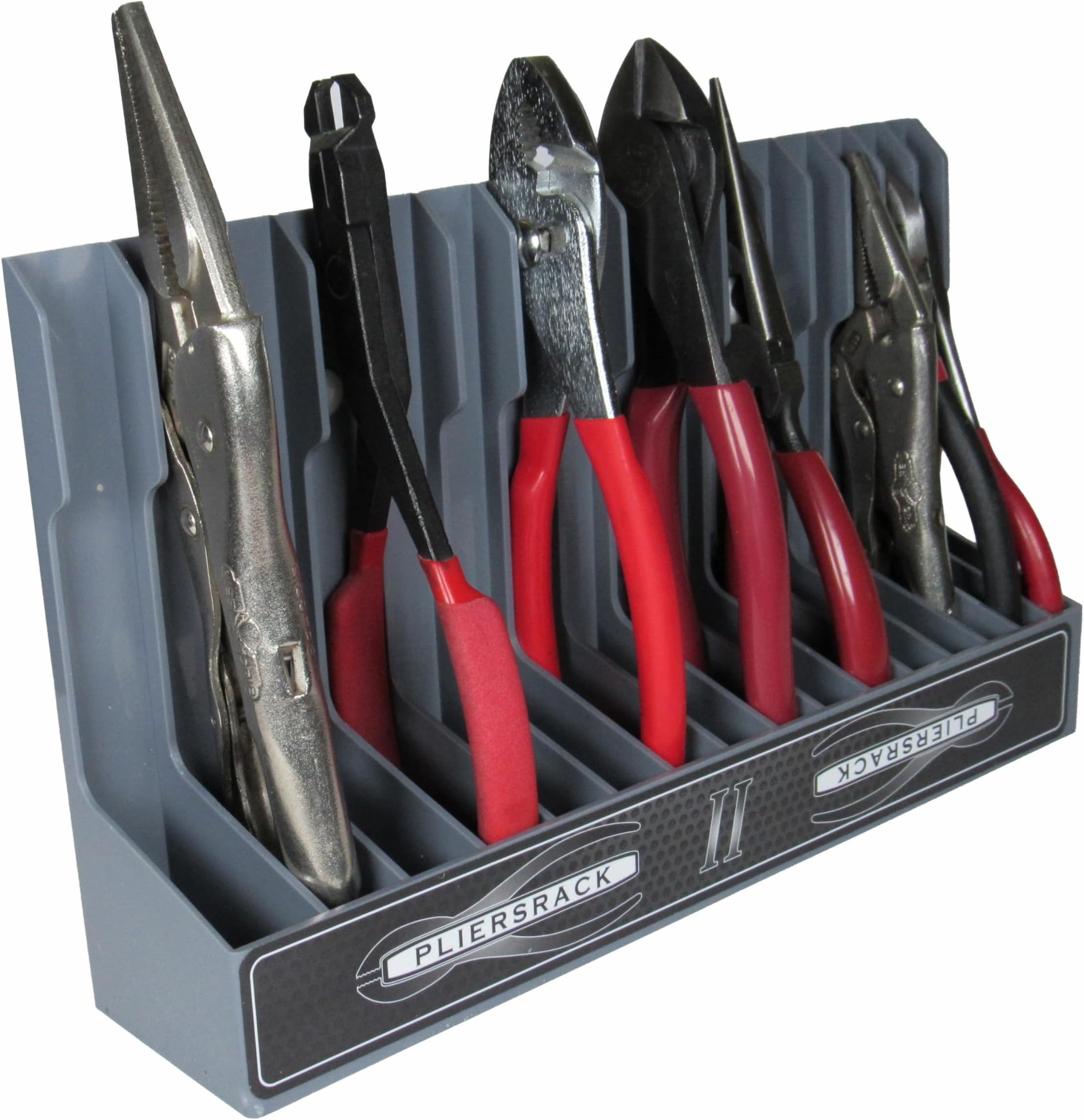 PLR16 Pliers Rack Gray, For standard & smaller size Pliers. Mounts on a pegboard, fits in your toolbox drawer or on top of your workbench. Better than wire racks.