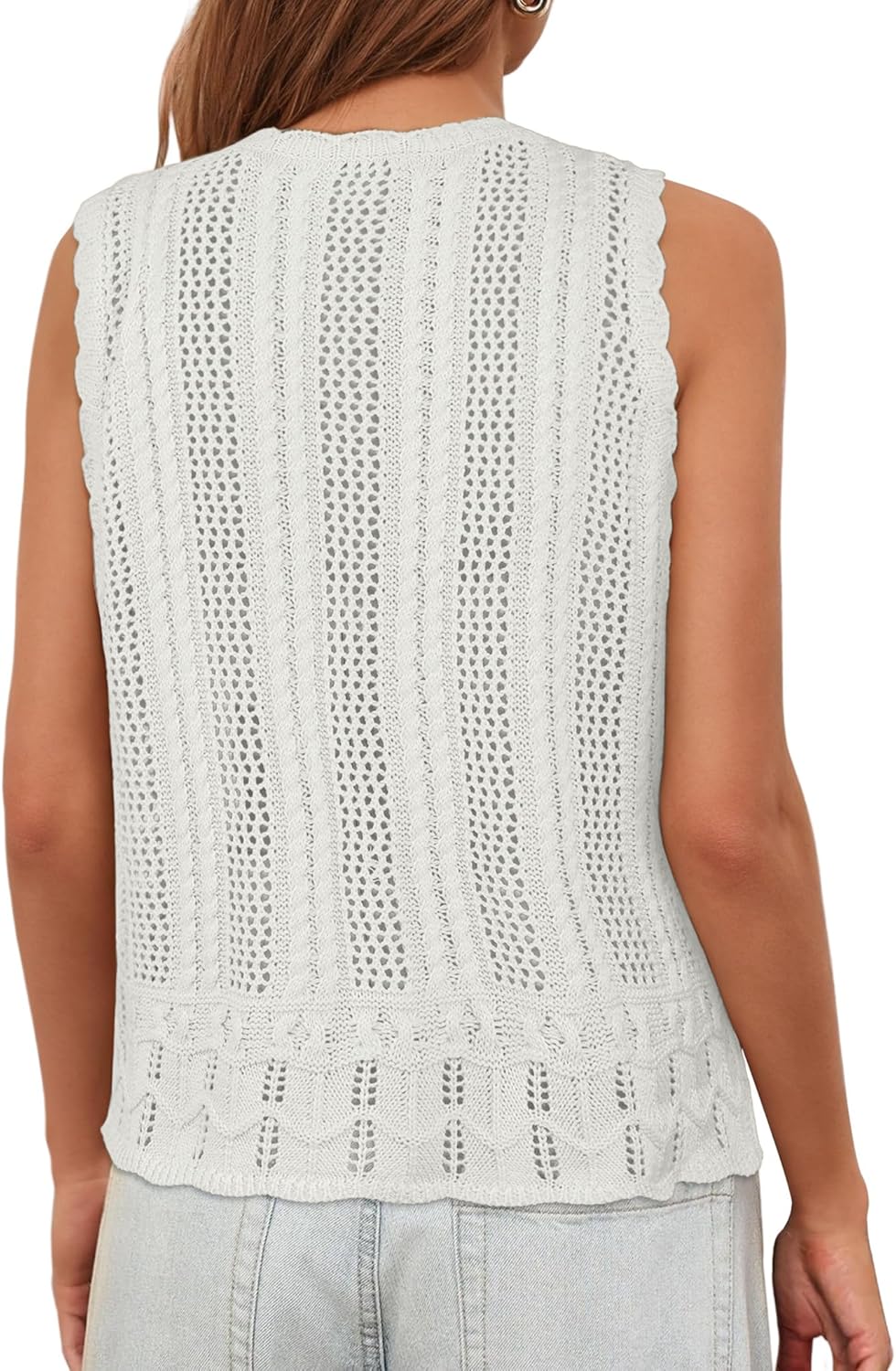Women's Beach Cover Up Sleeveless Crochet Vest Summer Lightweight Hollow Out Mesh Sweater Top Vacation Swimwear 2026 - Image 6