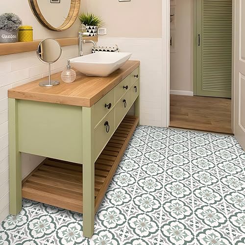 Miniatura 4 de 12 calcomanías de azulejos de pared mate retro florales para despegar y pegar, calcomanías de vinilo autoadhesivas para azulejos de cocina y baño,