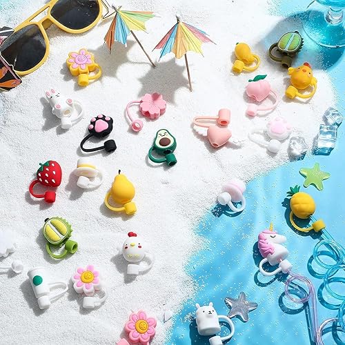 Miniatura 8 de Tapa de popote para Stanley Cup  Bolsa misteriosa  6 popotes en cada bolsa  Fundas de paja de silicona de 0.394 in compatibles con vasos Stanley de