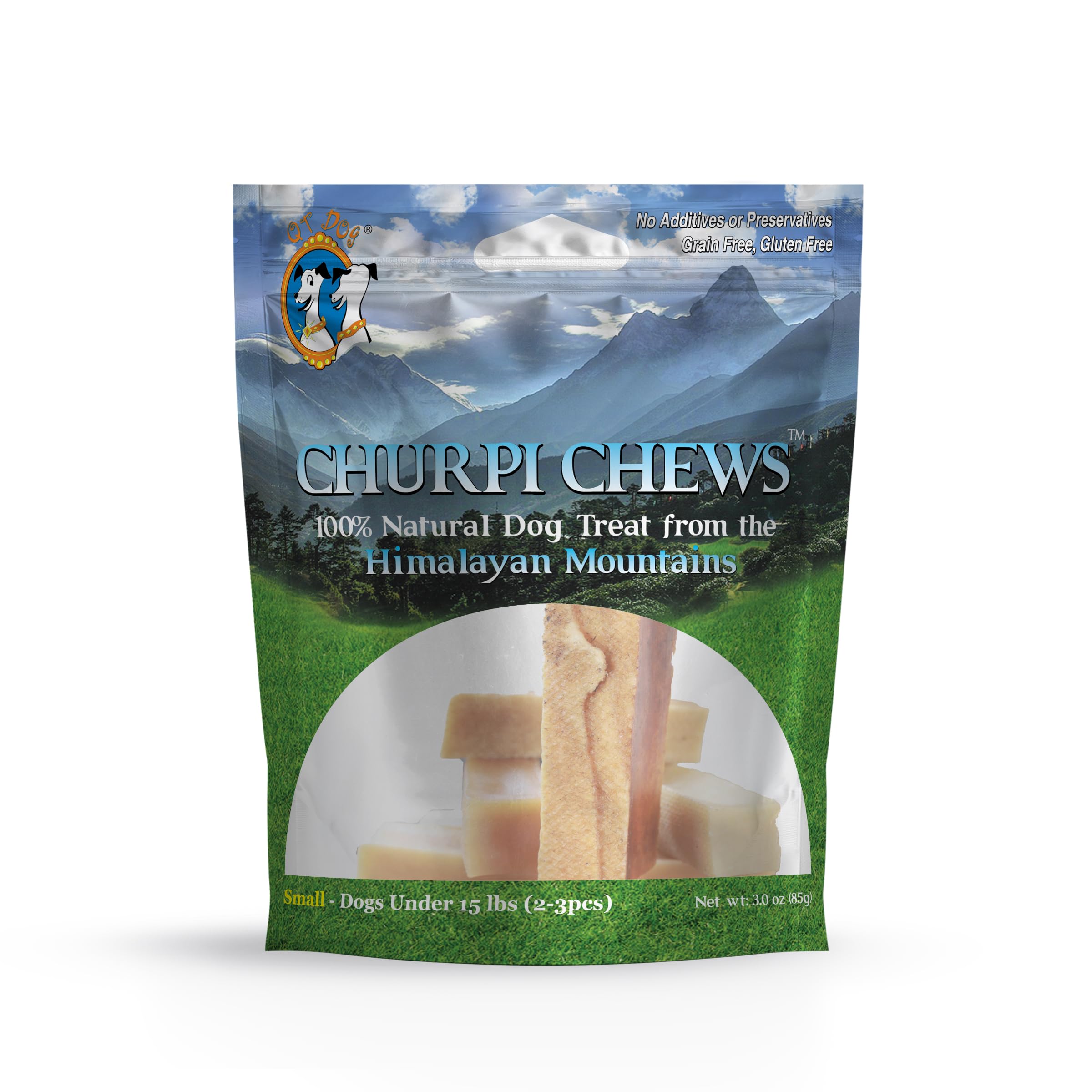 QT Dog Small Churpi Chews - 100% All-Natural Himalayan Yak Cheese for Dogs, Limited Ingredients - Protein-Packed & Long-Lasting - No preservatives, Gluten-Free, Odor Free Dental Chews, (3 pcs)
