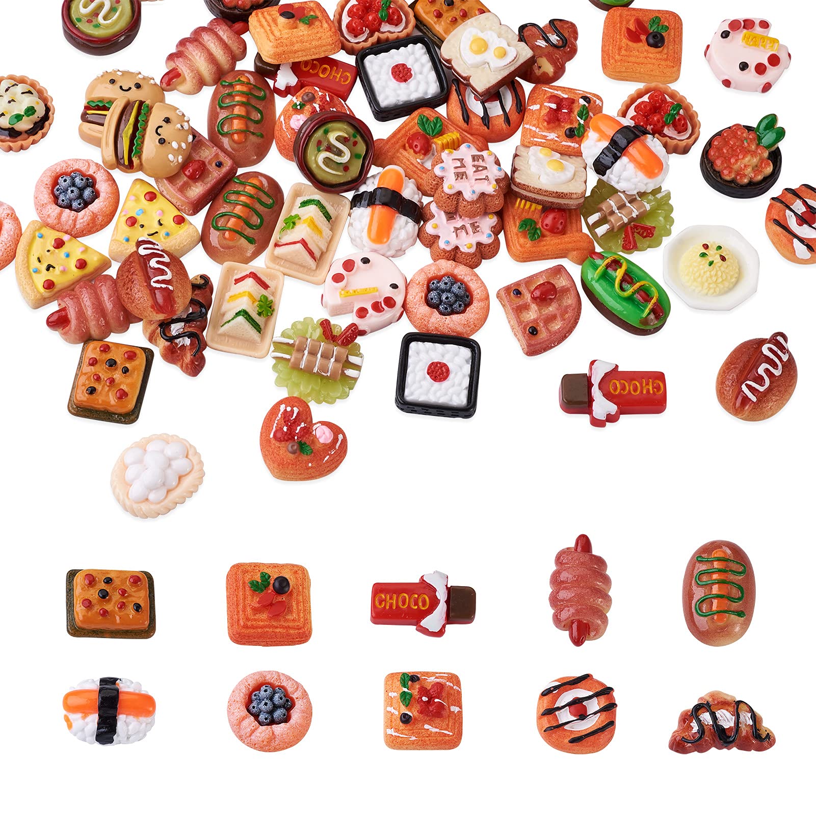 Amazon | Beadthoven ミックス 食品サンプル 樹脂カボション