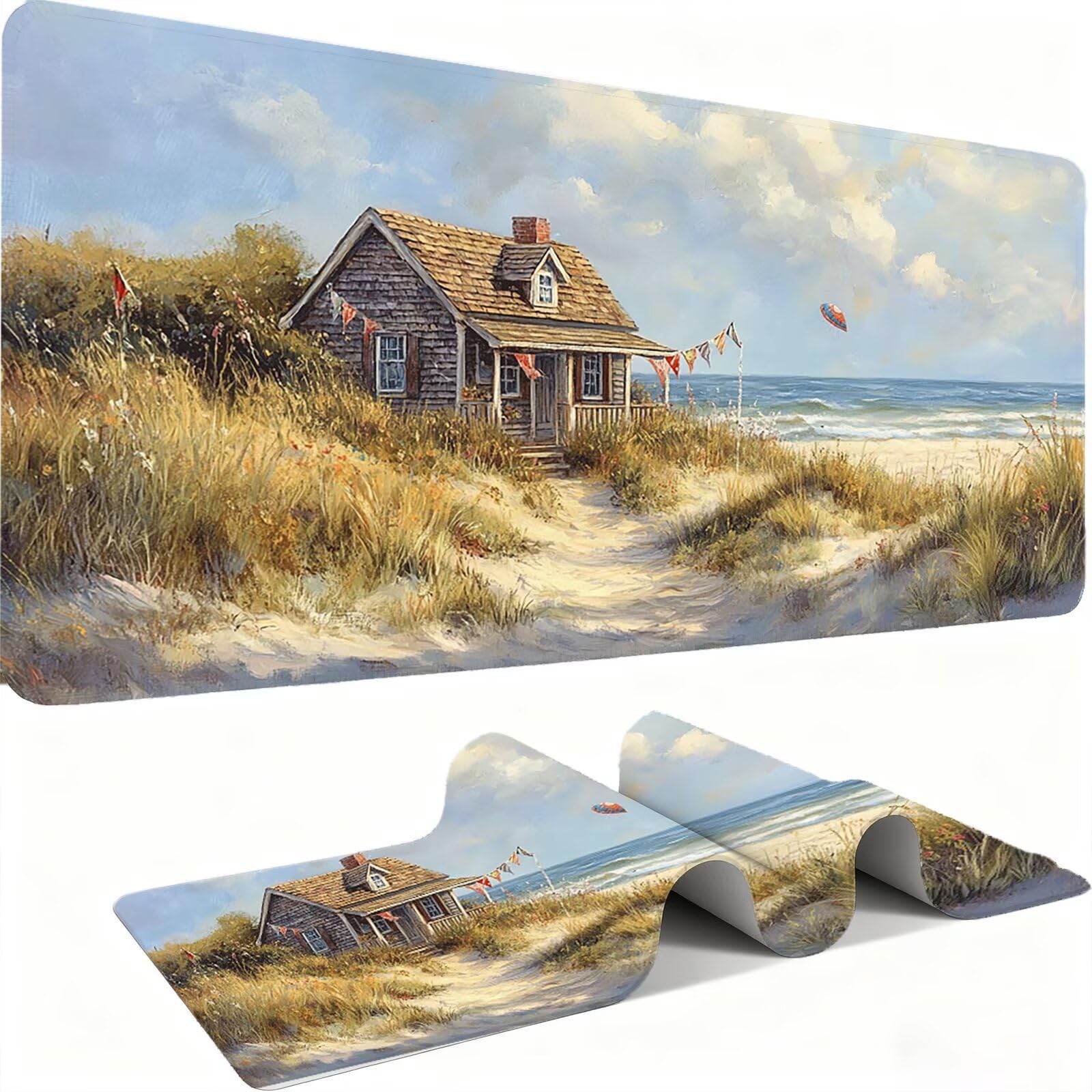 Podkładka pod mysz XXL krajobraz/morze 1500 x 800 mm duża podkładka pod mysz szyte krawędzie wodoodporna antypoślizgowa duże rozszerzone akcesoria biurowe do PC, przenośna poprawia dokładność i