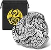 DND Wheel Dice Spiner, 7-in-1 Fingertip Gyro, DND Starter Set, 7-in-1 Metal DND Dice Set, DND Gifts with Dragon Logo Gift Bag, Tabletop Games, Role Playing Board Game Accessories, Silver 
