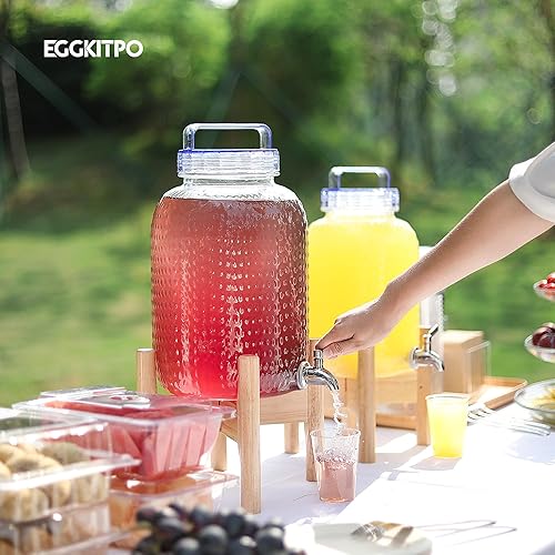 Miniatura 6 de EGGKITPO Dispensadores de bebidas de 1.5 galones con grifo y elegante soporte para fiestas, dispensador de limonada de policarbonato con soporte de