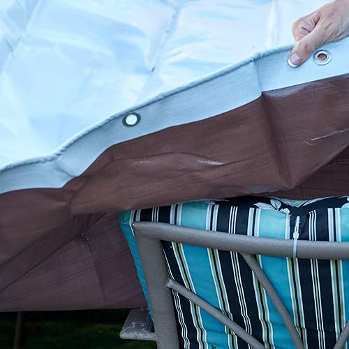 Miniatura 5 de Watershed Innovations Lona reversible impermeable resistente de 14 mil, 10 x 12 pies, color blancomarrón