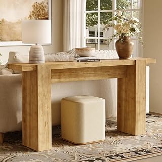 Solid Wood Console Table, 67" Farmhouse Entryway Table with Spacious Tabletop, Long Narrow Sofa Table Behind Couch, Accent Furniture for Hallway, Living Room, Entrance, Easy Assembly, Brown