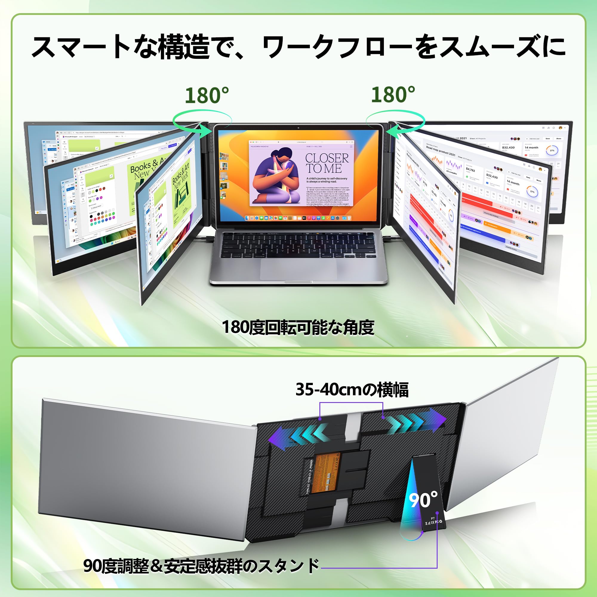 Amazon.co.jp: Laptomo トリプルモニター 15.6インチ FHD 1080P IPS