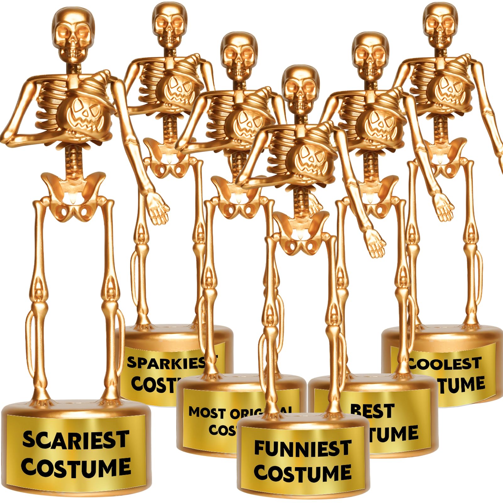 6 Pack Halloween Best Costume Skeleton Trophy, Halloween Skull Party Favor Prizes, Halloween Party Supplies Game Awards, Costume Contest Event Trophy, School Classroom Rewards for Kids Ages 8+