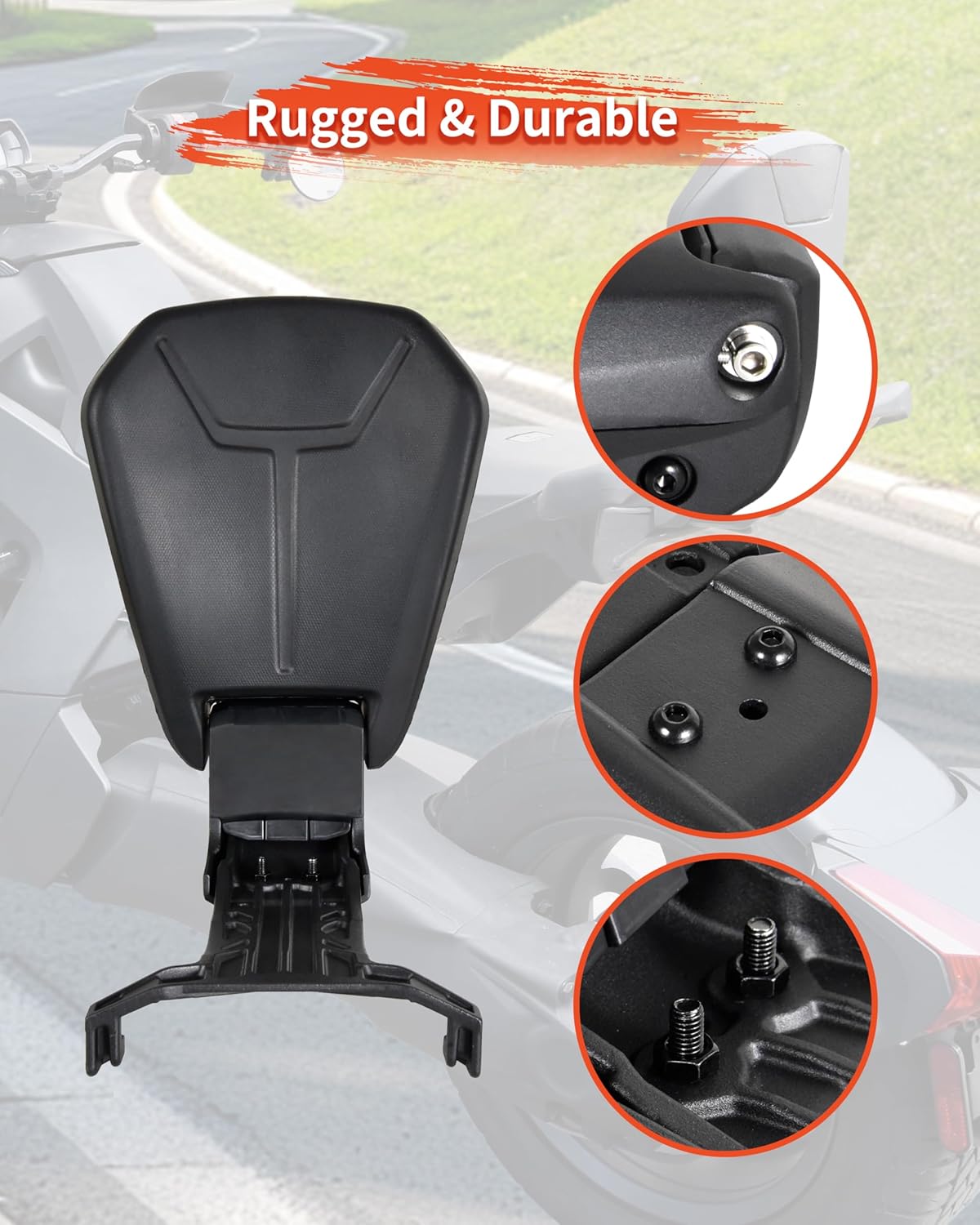 Foldable Passenger Backrest for Can-Am Ryker, 12 Inch Black Cast Aluminum Sport Passenger Back Rest Kit for Can Am Ryker 600 900 & Ryker Rally 2019-2023 Accessories (Replace #219400843)