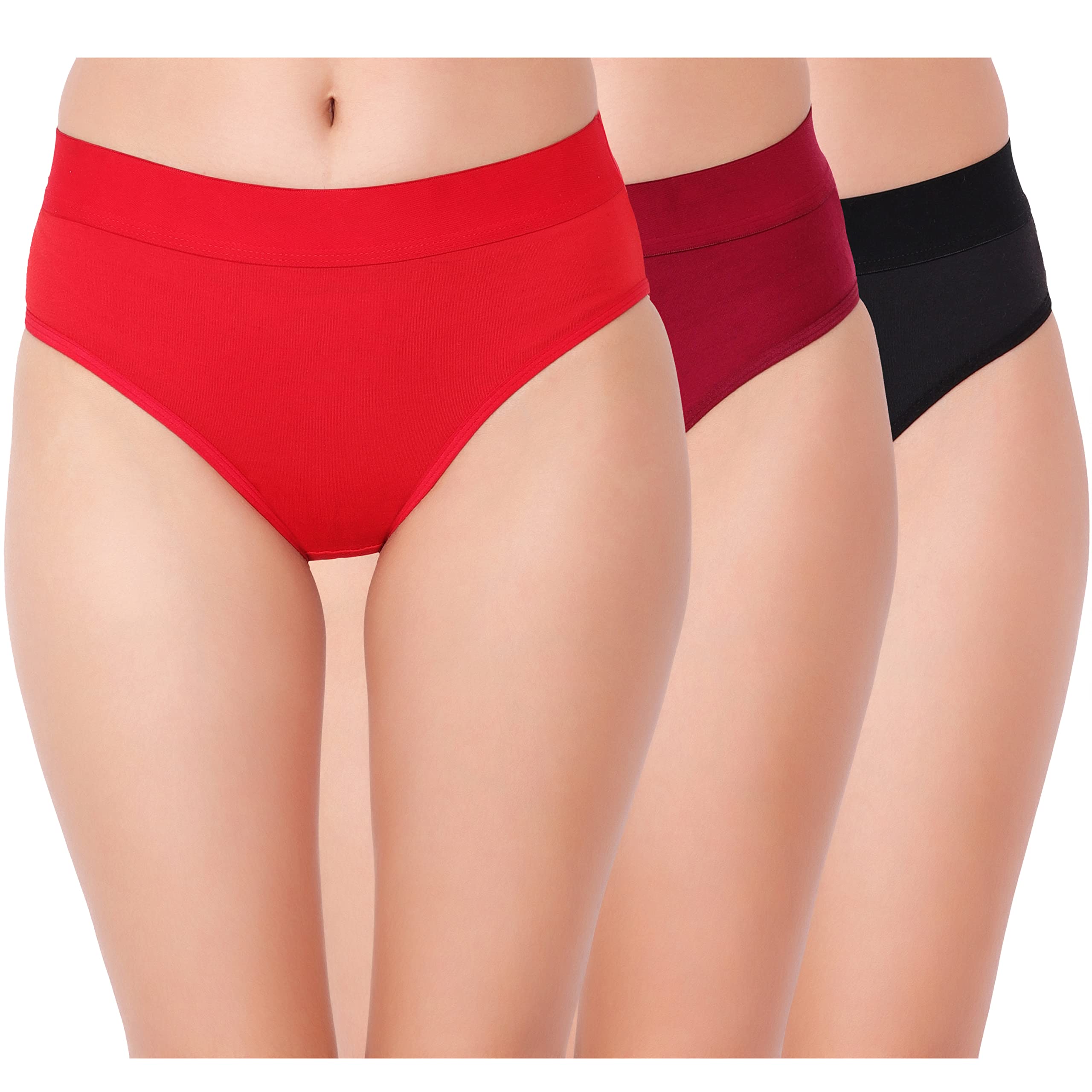 Panties for Women, Hipster for Womens and Girls Bikini for Women Cotton Underwear for Women Comfortable Wide Waistband Girls Underwear Red,Mahroon,Black, BR 01-image-49