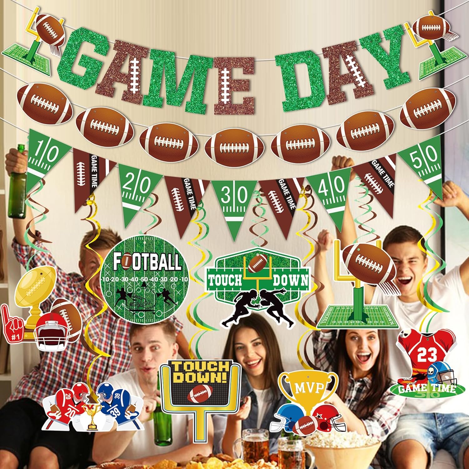 Game Day Banner Football Party Decorations Birthday Banner with Hanging Decorations Concessions Stand for Party Supplies
