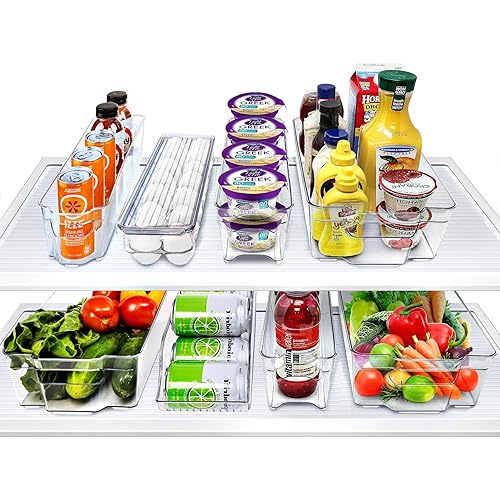 Sorbus Fridge Bins and Freezer Bins Refrigerator Organizer Stackable Food Storage Containers BPA-Free Drawer Organizers for Refrigerator Freezer and Pantry (Pack of 8)