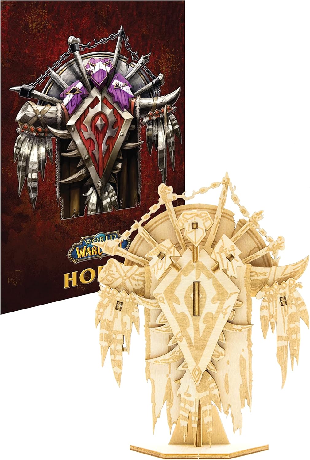 World of Warcraft Horde 3D Wood Puzzle Model Figure Kit (19 Pcs) & Poster - Build & Paint A 3-D Video Game Replica Toy, No Glue or Tools Required - Wow Gamer Gift for Teens, Adults, Father's Day 12+