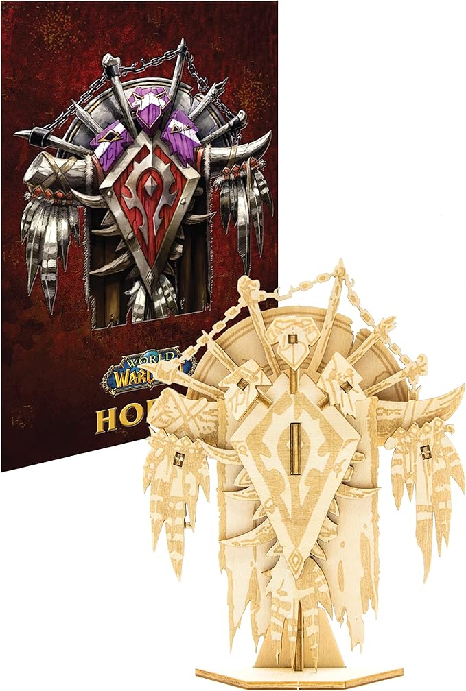 World of Warcraft Horde 3D Wood Puzzle Model Figure Kit (19 Pcs) & Exclusive Poster - Build & Paint 3-D Video Game Replica Toy, No Glue or Tools Required - Gamer Gift for Teens, Adults, Kids (12+)